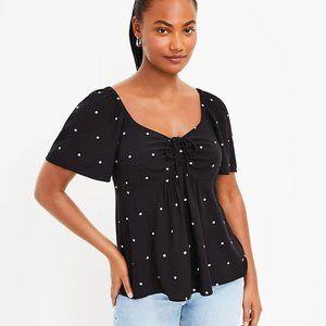 LOFT Dotted Tie Sweetheart Neck Top size XS style 613506
